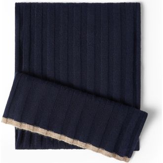 Brunello Cucinelli Cashmere rib knit scarf in Navy Blue at Nordstrom