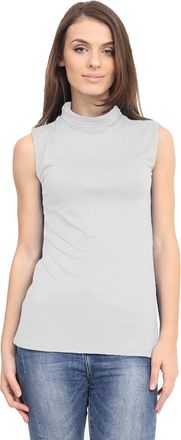 Generic AA Essentials Womens Stretchy Polo Turtle Neck T-Shirt - Ladies Sleeveless Casual Formal Wear Top Vest (Cream, 16-18)