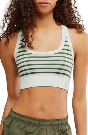 Free People FP Movement Stripe Go To Sports Bra in Frosty Combo at Nordstrom, Size Medium/large