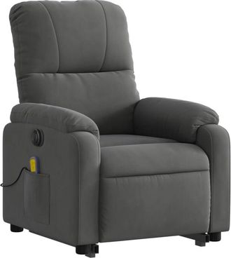 vidaXL Vidaxl - Sill&oacute;n Masaje El&eacute;ctrico Reclinable Elevable Tela Gris Oscuro
