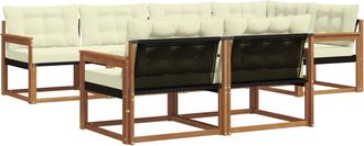 vidaXL Conjunto De Sof&aacute;s De Exterior 7 Uds. Natural Y Crema Vidaxl