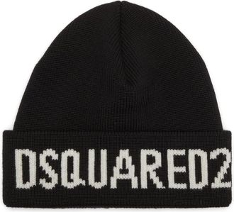 Dsquared2 Black Wool Knitted Hat