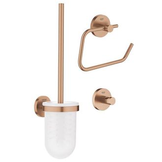 GROHE Essentials Toilet Accessoireset 3-delig - toiletborstelhouder - handdoekhaak - toiletrolhouder zonder klep - brushed warm sunset (koper)