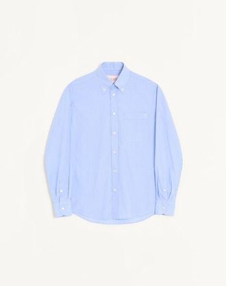 Valentino Valentino cotton poplin shirt with VLogo embroidery Man AZURE/WHITE 38