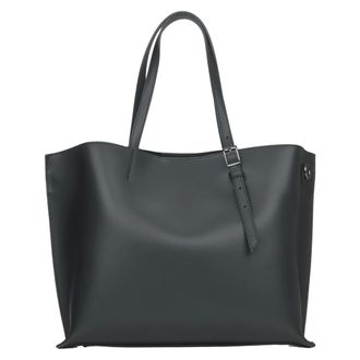 Estro & Luminara Tassen, Dames, Zwart, ONE Size, Leer, Zwarte Shopper Tas van Italiaans Leer