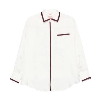 F.R.S. For Restless Sleepers Camicia Pigiama in Seta con Piping a Contrasto - - Blouses & Shirts - Donna - Bianco - S