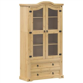 vidaXL Vidaxl - Armario Con Vitrina Corona Madera Maciza Pino 99x43x187 Cm