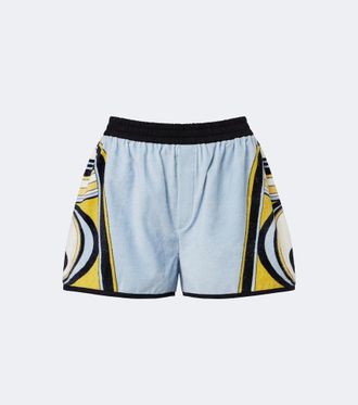 La DoubleJ Shorts Pull-up de rizo de algod&oacute;n estampados