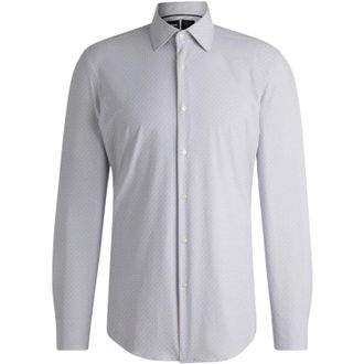 HUGO BOSS Heren Hank 222 Oxford Katoenen Regular Button-Down Shirt (Medium Grijs)