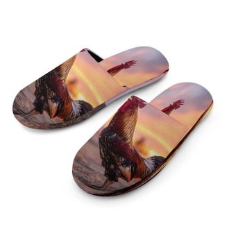 Generic Rooster Crowing at Sun Mens Cozy Memory Foam Slippers Warm Cotton House Shoes Comfy Slipper for Indoor Outdoor
