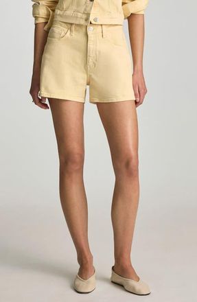 Mavi Heidi High Waist Denim Shorts in Faded Lemon Denim at Nordstrom, Size 25