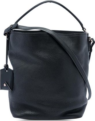 Burberry Pre-owned Burberry Medium Grained Calfskin and Mega Check Canvas Ashby Bucket Bag Ladies FOMS67MZKVYI9162