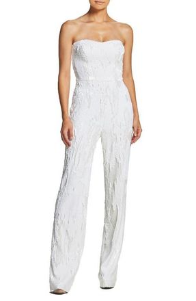 Dress The Population Andy Sequin Strapless Jumpsuit in Lily at Nordstrom, Size Large