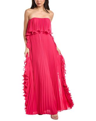 Badgley Mischka Octo Ruffle Pleated Gown