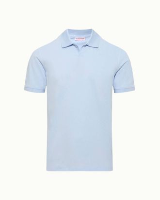 Orlebar Brown Mens Maranon Waffle-Knit Cotton Polo Shirt In Ice Blue