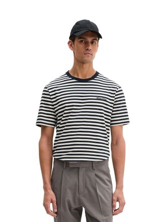 Marc O'Polo T-Shirt MARC OPOLO, Herren, Gr. XXL, multi, marine, Single Jersey, Obermaterial: 100% Baumwolle, geringelt, regular fit normal, Rundhals, Shirts T-Shi