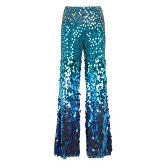 Alberta Ferretti Alberta Ferretti, Wide Trousers, female, Blue, Size: XS Elephant Trunk Glittery Luminous Pants