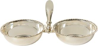 Two's Company Silver-Plated Two Section Tidbit / Condiment Serving Dish With Pole Handle