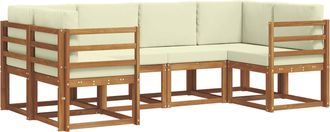 vidaXL Conjunto De Sof&aacute;s De Exterior 6 Uds. Natural Y Crema Vidaxl