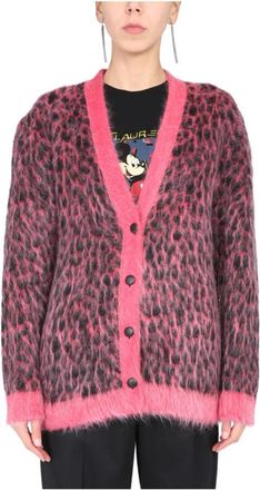 Saint Laurent V-hals Leder Bedekte Bu - Dames - Vesten - Roze - M - Leer - Truien & Vesten