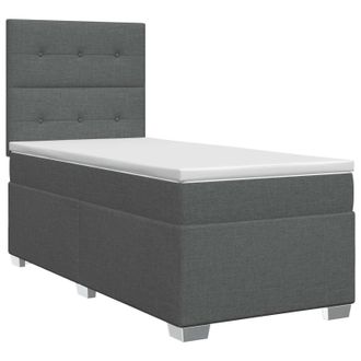 vidaXL Cama Box Spring Con Colch&oacute;n Gris Oscuro Individual Tela Vidaxl