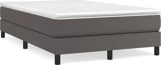 vidaXL Cama Box Spring Con Colch&oacute;n Cuero Sint&eacute;tico Gris 120x190 Cm Vidaxl