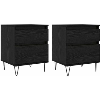 vidaXL Bed Cabinet Black Oak 40 x 35 x 50 cm Engineered Wood vidaXL