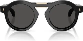 Moncler Glisse 47mm Small Round Sunglasses in Black/dark Grey Solid at Nordstrom