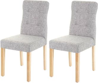 Hhg Hhg - Lote De 2 Sillas De Comedor 983, Silla De Comedor, Tela/textil Gris, Patas Claras