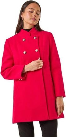 Roman Womens Petite Military Buttoned Coat - Red - Size 14 UK