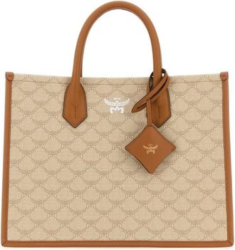 MCM Mcm Printed Canvas Himmel Medium Shopping Bag