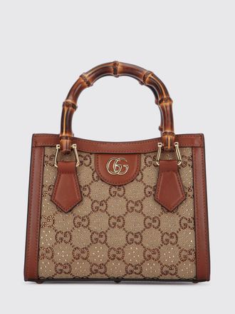 Gucci Borsa Diana Gucci in canvas con monogram GG jacquard e pelle con strass
