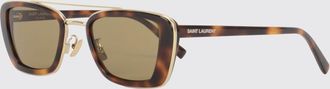Saint Laurent Occhiali da sole cat-eye tartarugati con doppio ponte in metallo