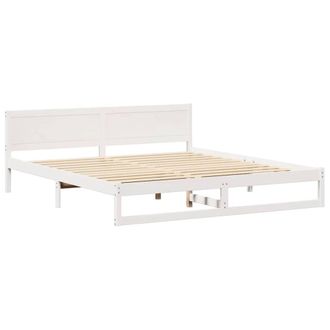 Berkfield Home Bed Frame White Wood 200 x 200 cm Durable Minimalist Bed Frame