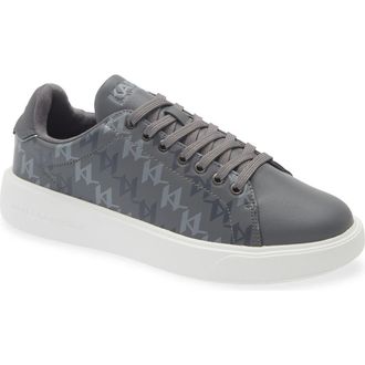Karl Lagerfeld Side Logo Grid Low Top Sneaker in Grey at Nordstrom Rack, Size 8.5
