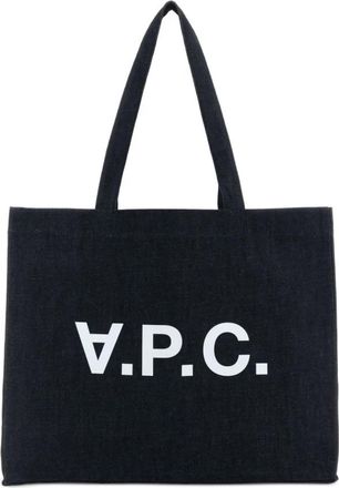 A.P.C. Blauwe Denim Tote Tas met Logo - Dames - Shoppers - Blauw - ONE Size - Denim - Tassen