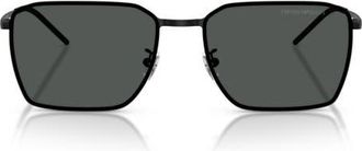 Emporio Armani 60mm Square Sunglasses in Matte Black /Dark Grey at Nordstrom