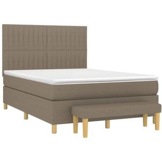 vidaXL Cama Box Spring Con Colch&oacute;n Tela Gris Taupe 140x200 Cm Vidaxl
