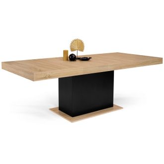 IDMarket Tavolo Da Pranzo Rettangolare Allungabile Eden 6-10 Persone In Legno E Nero 160-200 Cm