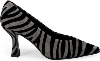 Sangiorgio Pumps, female, Gray, Size: 6 US Zebra Print Suede Pumps Grey Heel