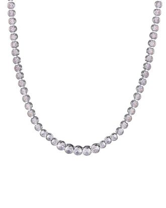 Adornia Adornia Silver Plated Bezeled Crystal Tennis Necklace