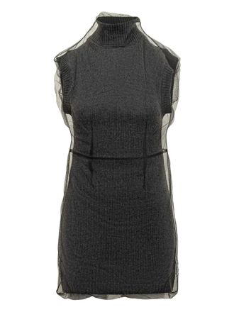 Msgm sleeveless tulle-overlay mini dress - Grey