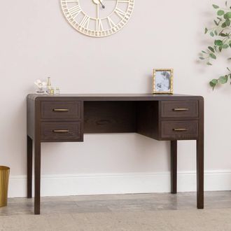 Melody Maison Dark Wood 4 Drawer Dressing Table - Kingsley Range in Brown