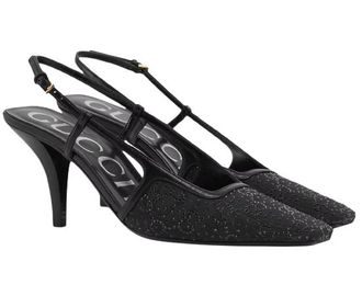 Gucci Crystal GG Slingback 75mm Pump Size 37.5