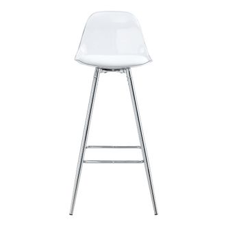 STILVORA Lote De 2 Taburetes De Bar Con Respaldo Transparente Y Reposapi&eacute;s, Para Barra, Metal Y Pl&aacute;stico, Plata Transparente