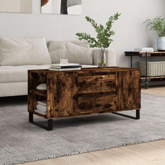 vidaXL Vidaxl - Mesa De Centro Madera Ingenier&iacute;a Roble Ahumado 102x44,5x50 Cm