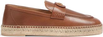 Valentino Garavani Bruin Leren Platte Schoenen met VLogo - Heren - Espadrilles - Bruin - 40 EU - Leer - Schoenen