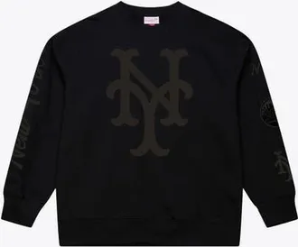 Mitchell & Ness Mens Mitchell & Ness Black New York Mets Phantom Fleece Crewneck Sweatshirt at Nordstrom, Size X-Large