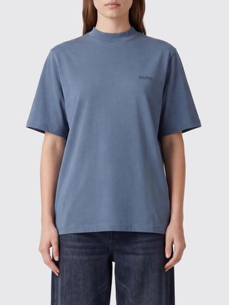 The Attico T-shirt girocollo in cotone con spalle scese e logo tono su tono