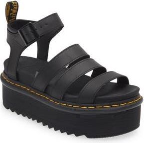 Dr. Martens Blaire Quad Platform Strappy Sandal in Black Hydro at Nordstrom Rack, Size 11Us/ 9Uk